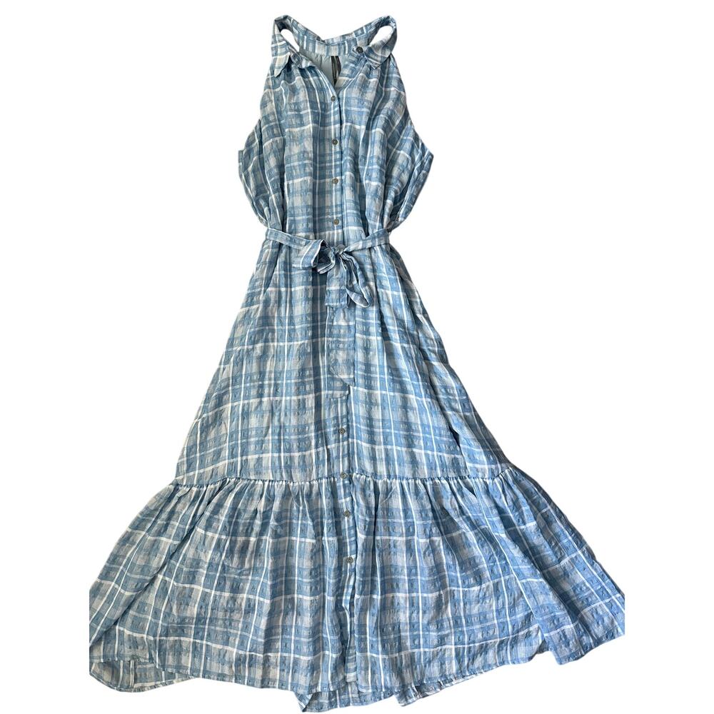 Anthropologie Sleeveless Buttondown Shirt Dress Tie Waist Size XL - Picture 6 of 10